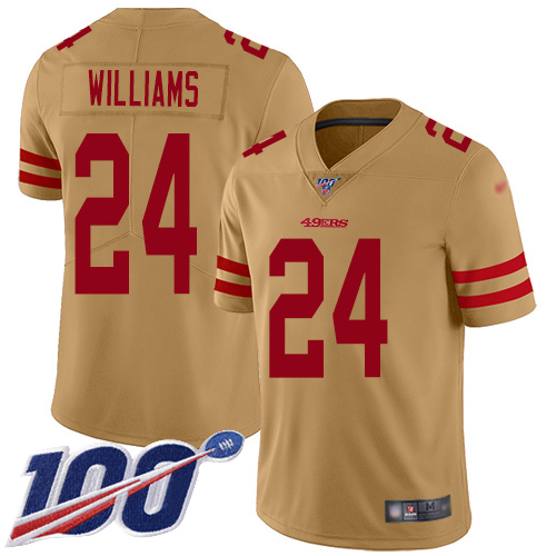 San Francisco 49ers Limited Gold Men K Waun Williams NFL Jersey #24 100th Season Vapor Untouchable Inverted